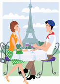 D&eacute;tente romantique avec vue sur la tour Eiffel